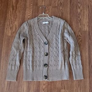Old Navy Taupe Cable Knit V-Neck Button Cardigan